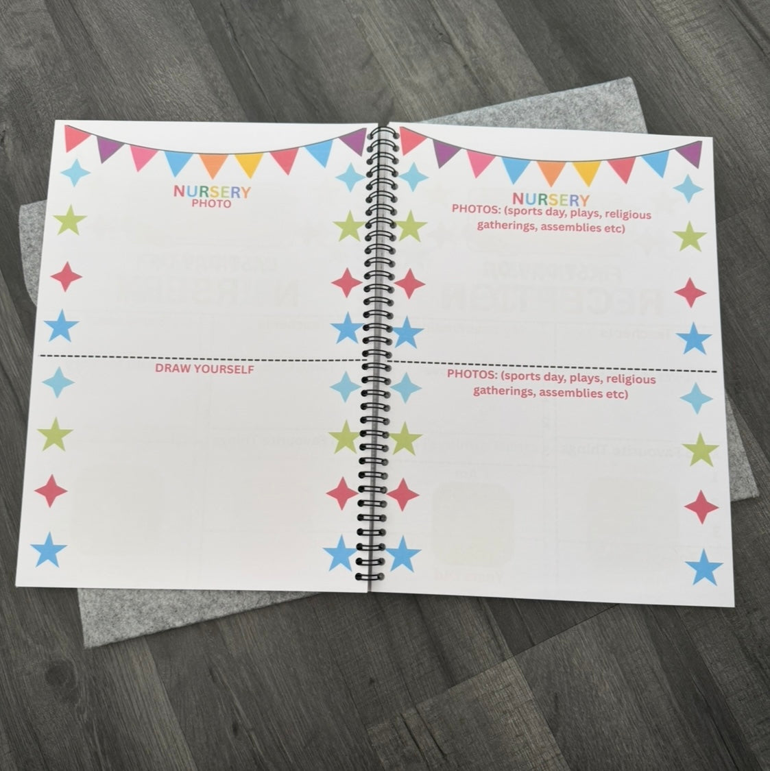 My School Memories (Reception to Year 13) Colouring Book and/or with a felt folder