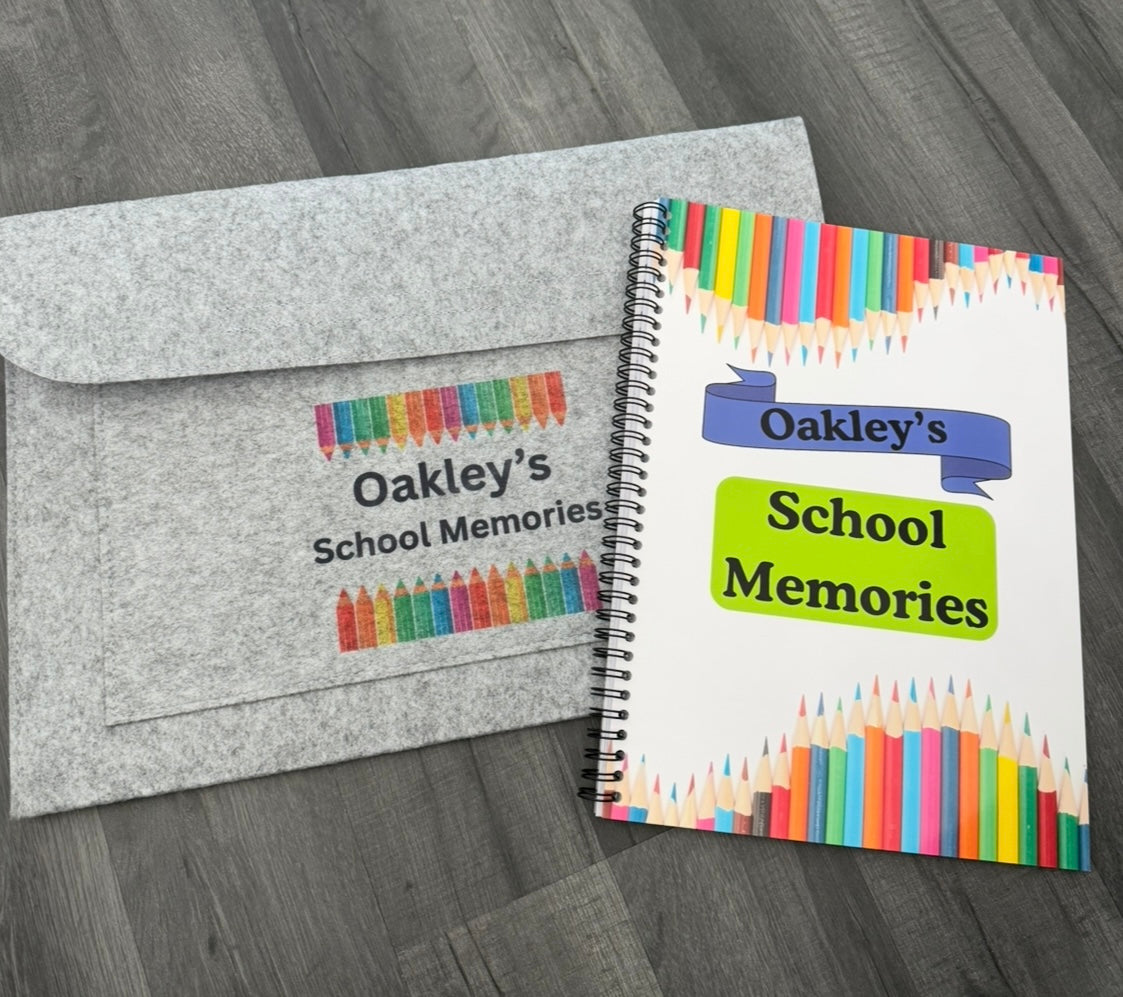 My School Memories (Reception to Year 13) Colouring Book and/or with a felt folder