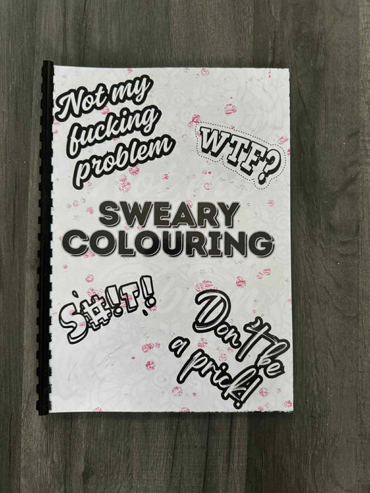 Adult Sweary Colouring Book A4 | Hilarious Stress-Relief Colouring Pages | Plastic Comb Bound | Funny Adult Activity Book Gift