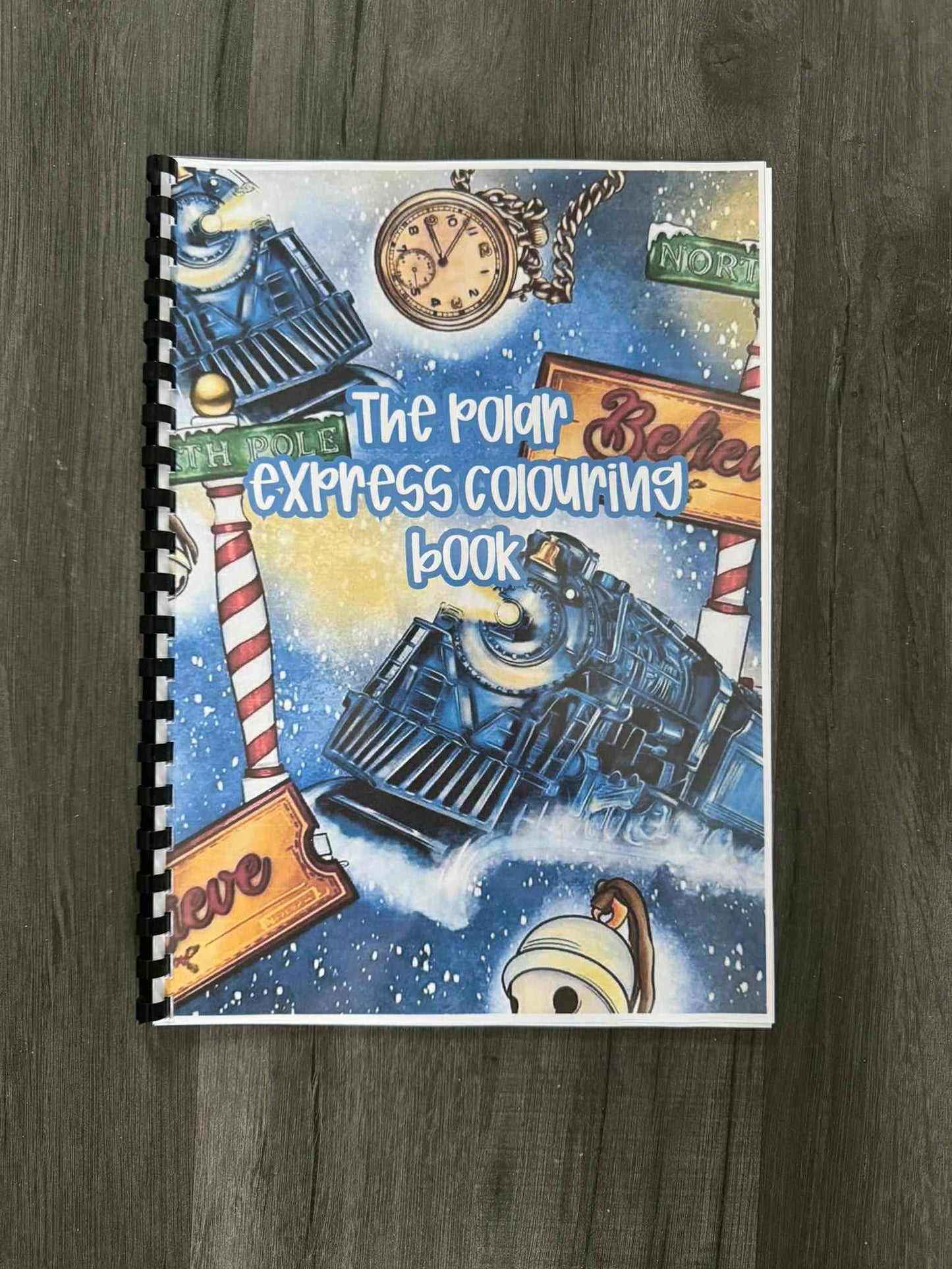 Polar Express Colouring & Activity Book A4 | Christmas Kids Activity Book | Plastic Comb Bound | Festive Colouring Pages