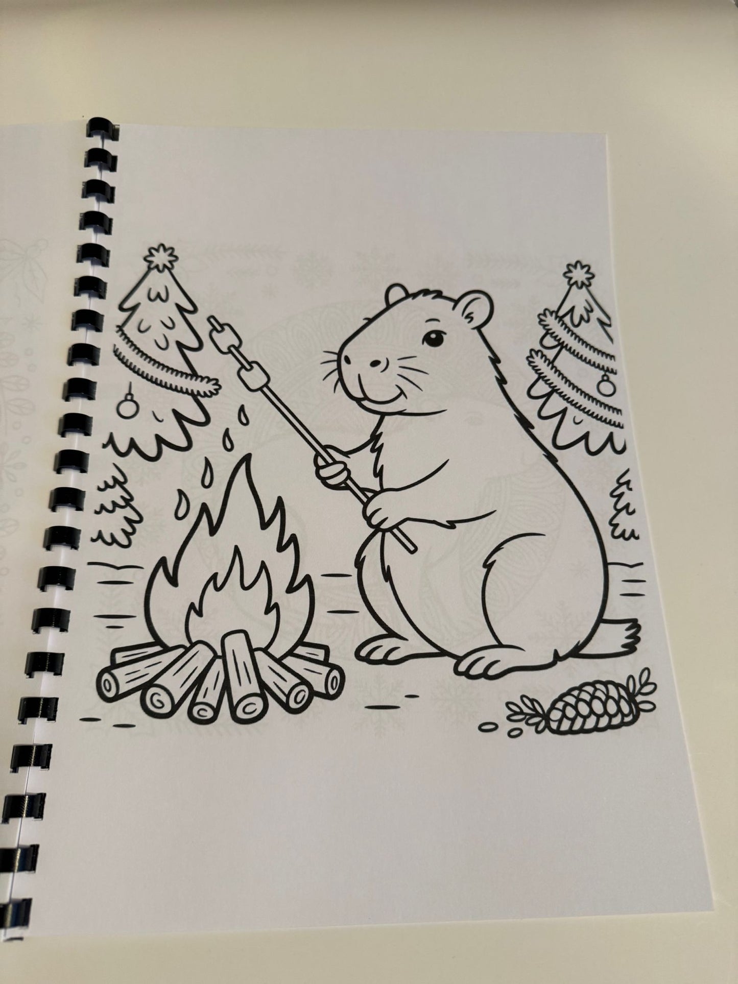 Capybara Christmas Colouring Book
