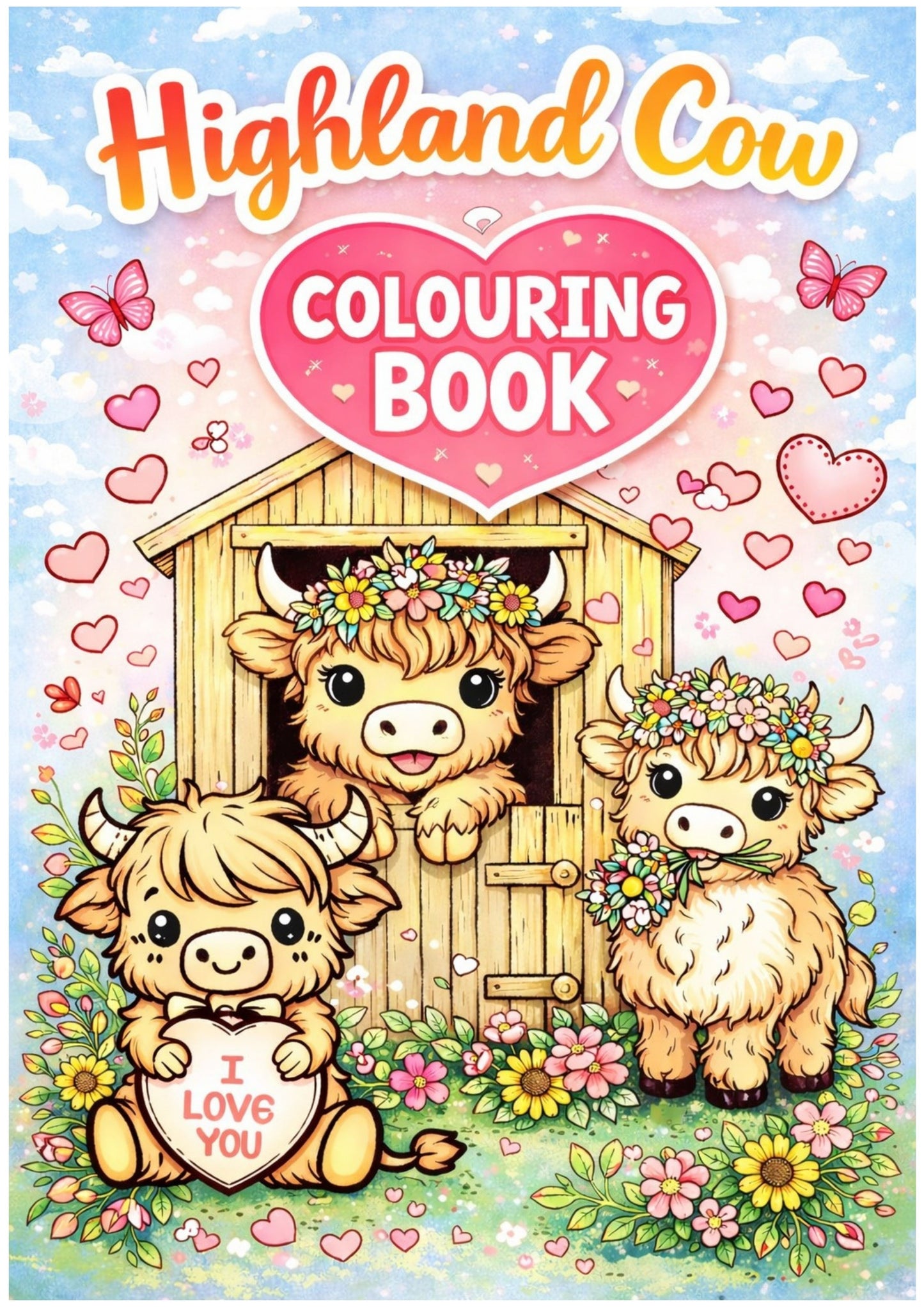 Highland Cow LoveColouring Book