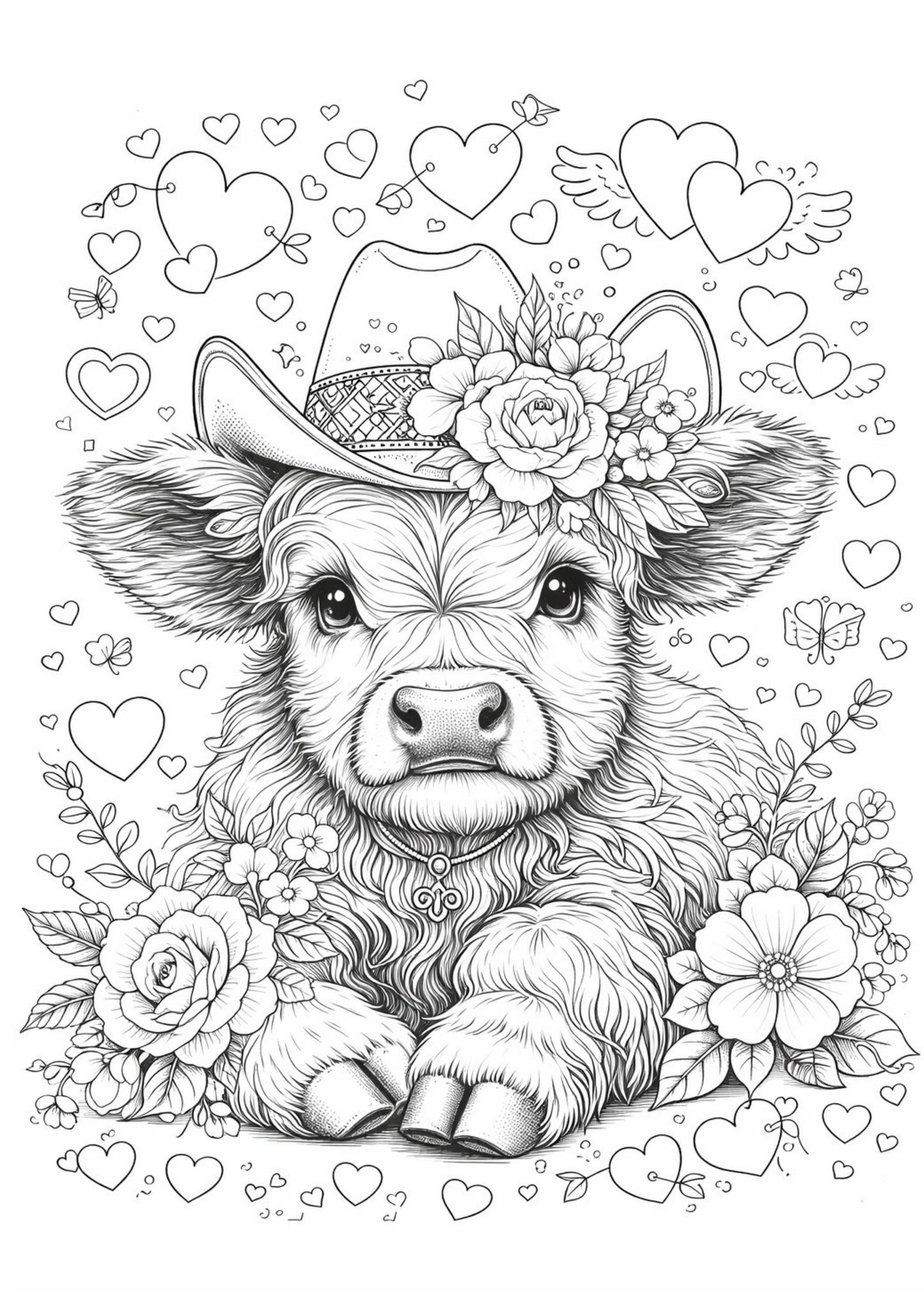 Highland Cow LoveColouring Book