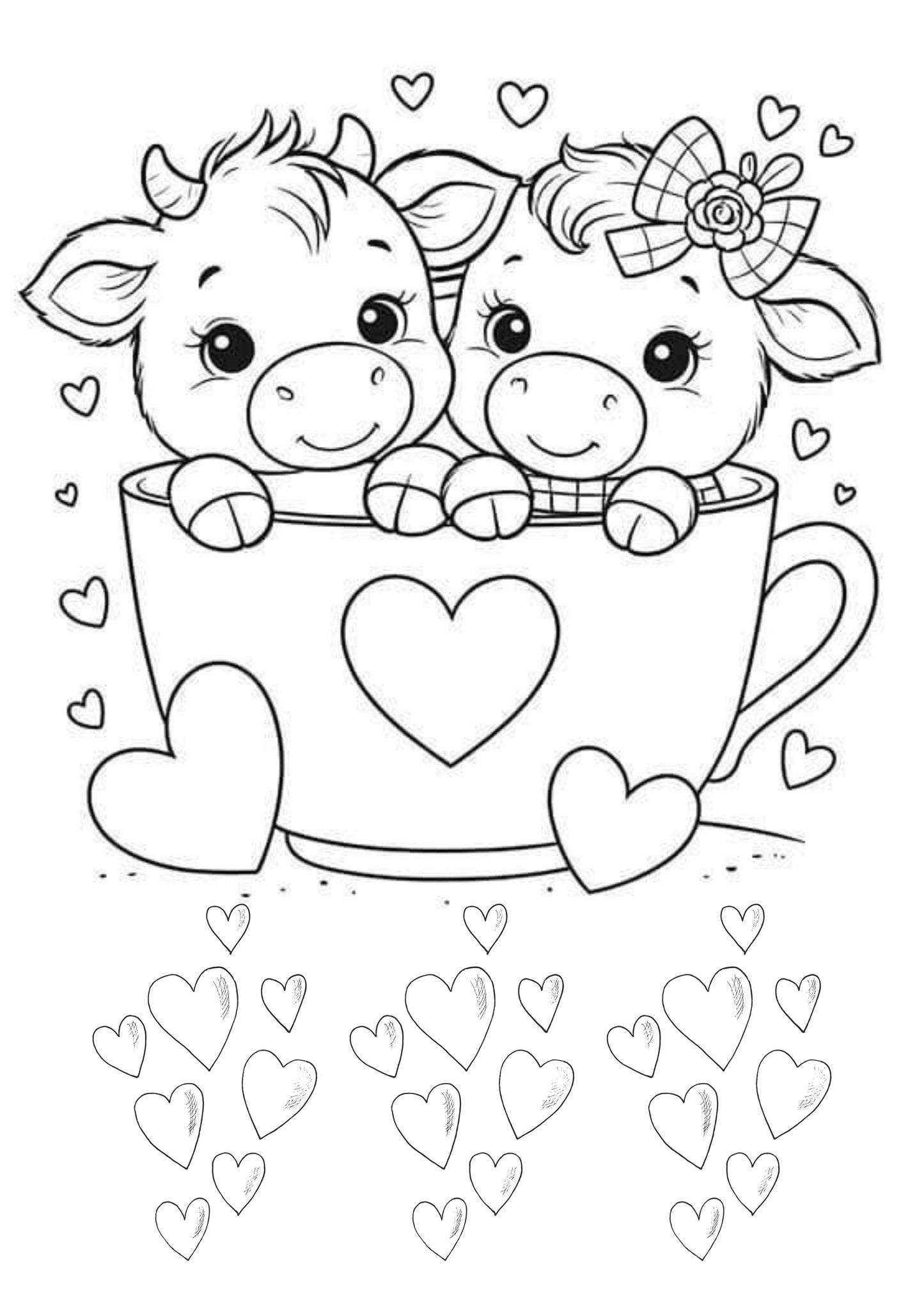 Highland Cow LoveColouring Book