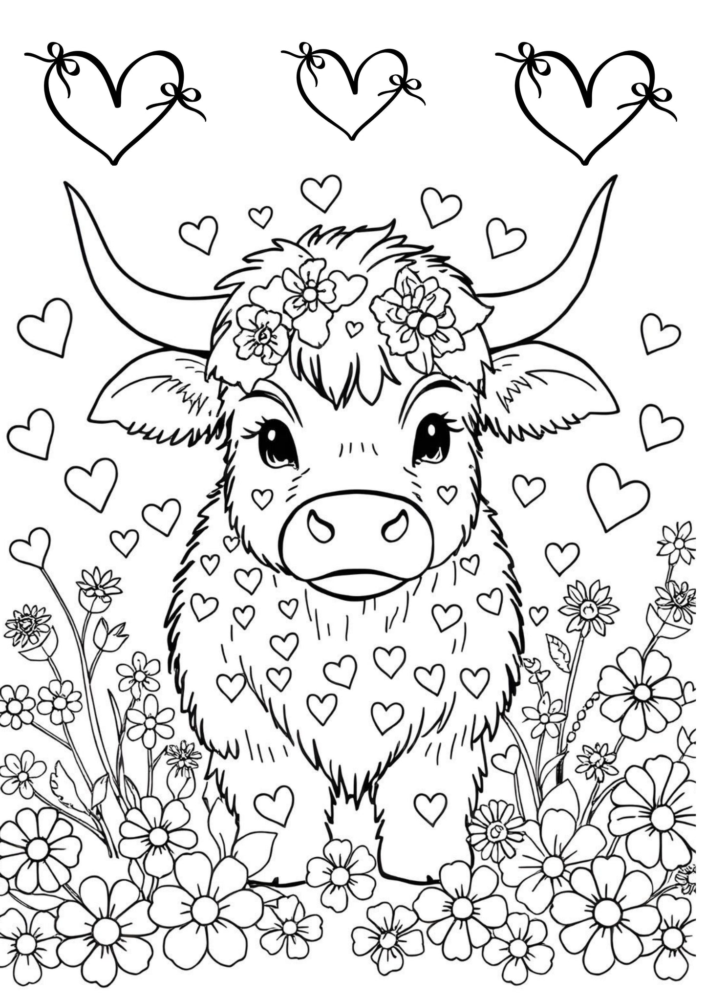 Highland Cow LoveColouring Book