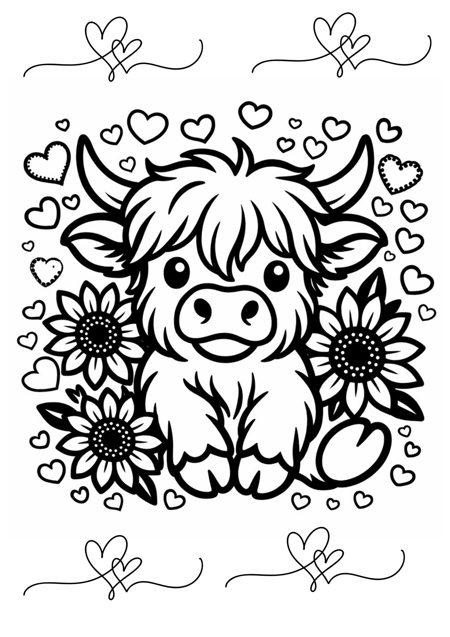 Highland Cow LoveColouring Book