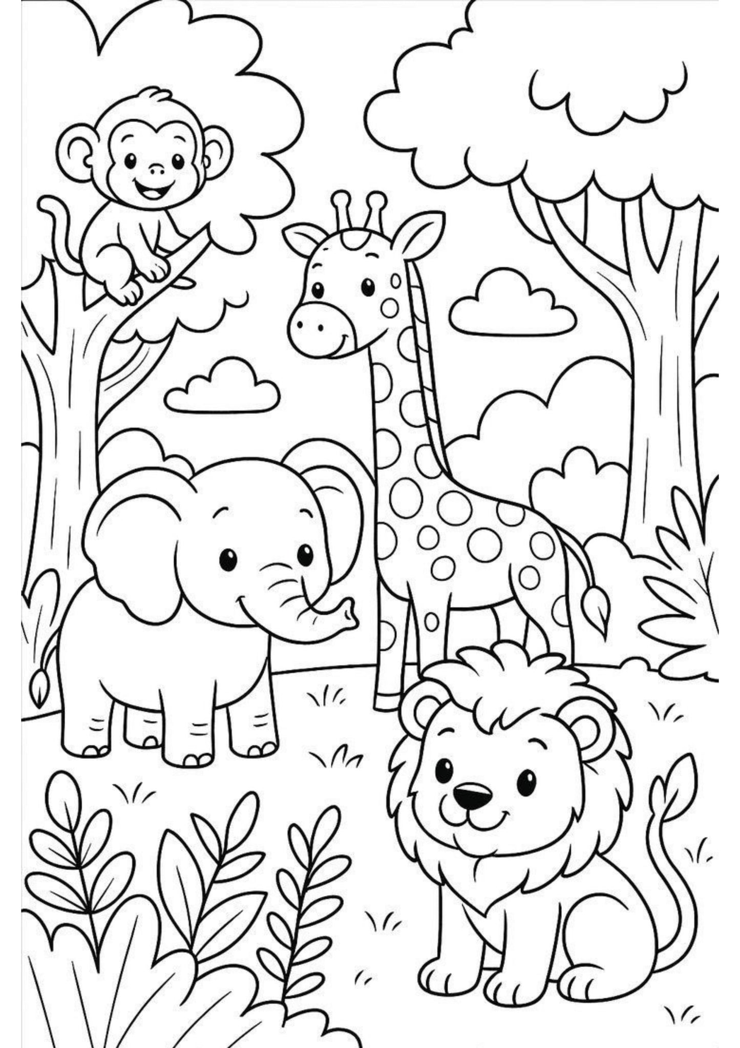 Jungle Animals Colouring Book