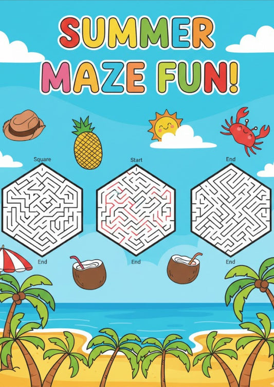 Summer Maze Fun Colouring Book