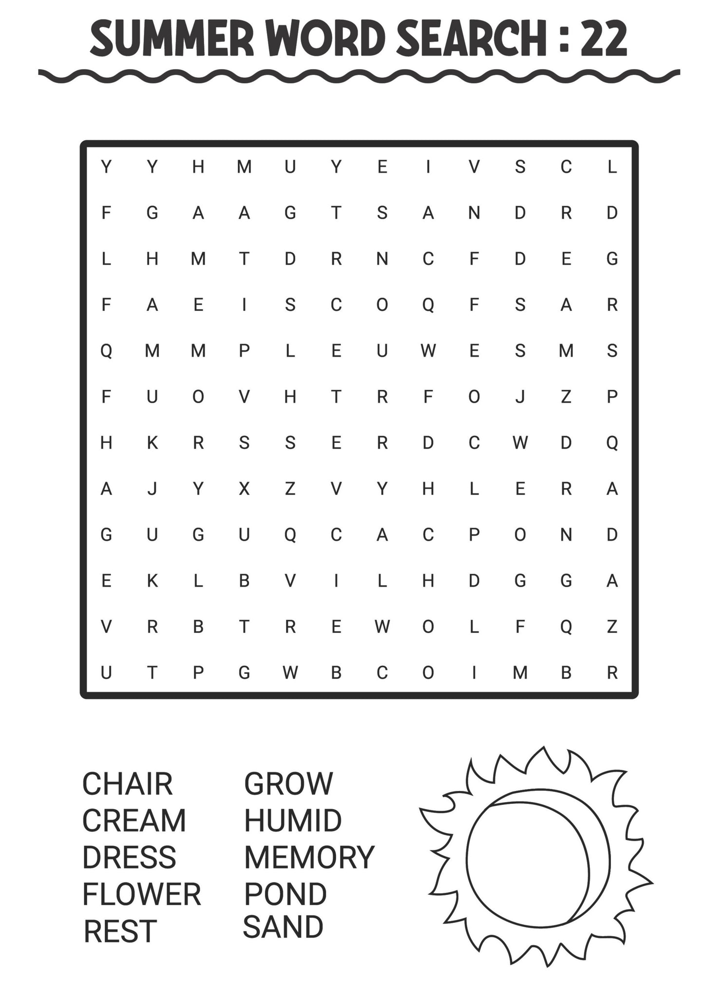 Summer Wordsearch Colouring Book