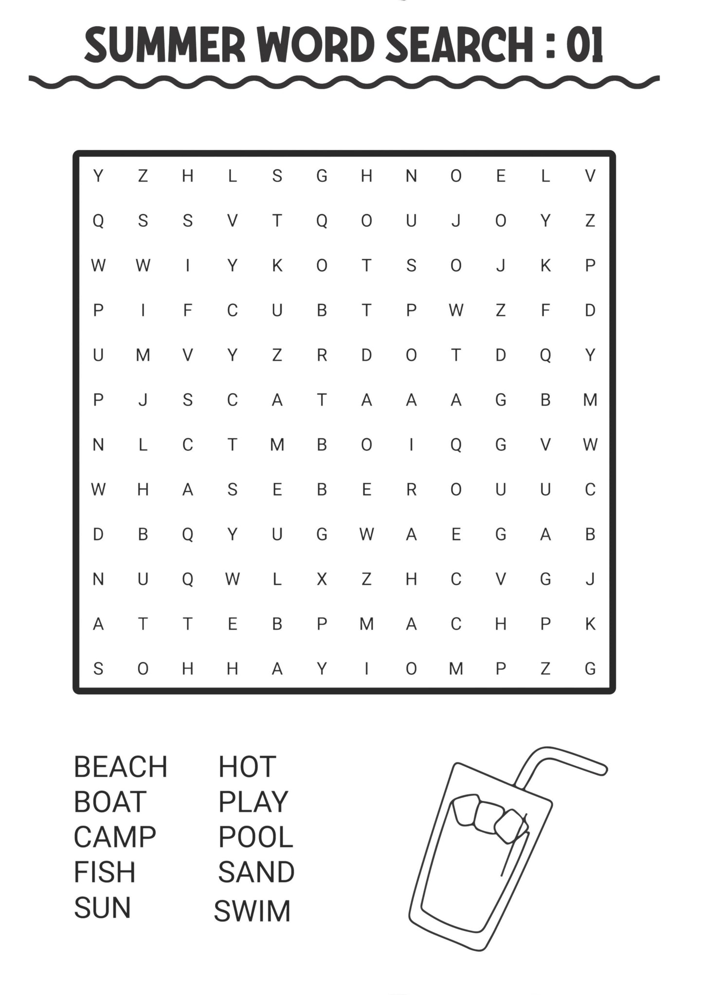 Summer Wordsearch Colouring Book