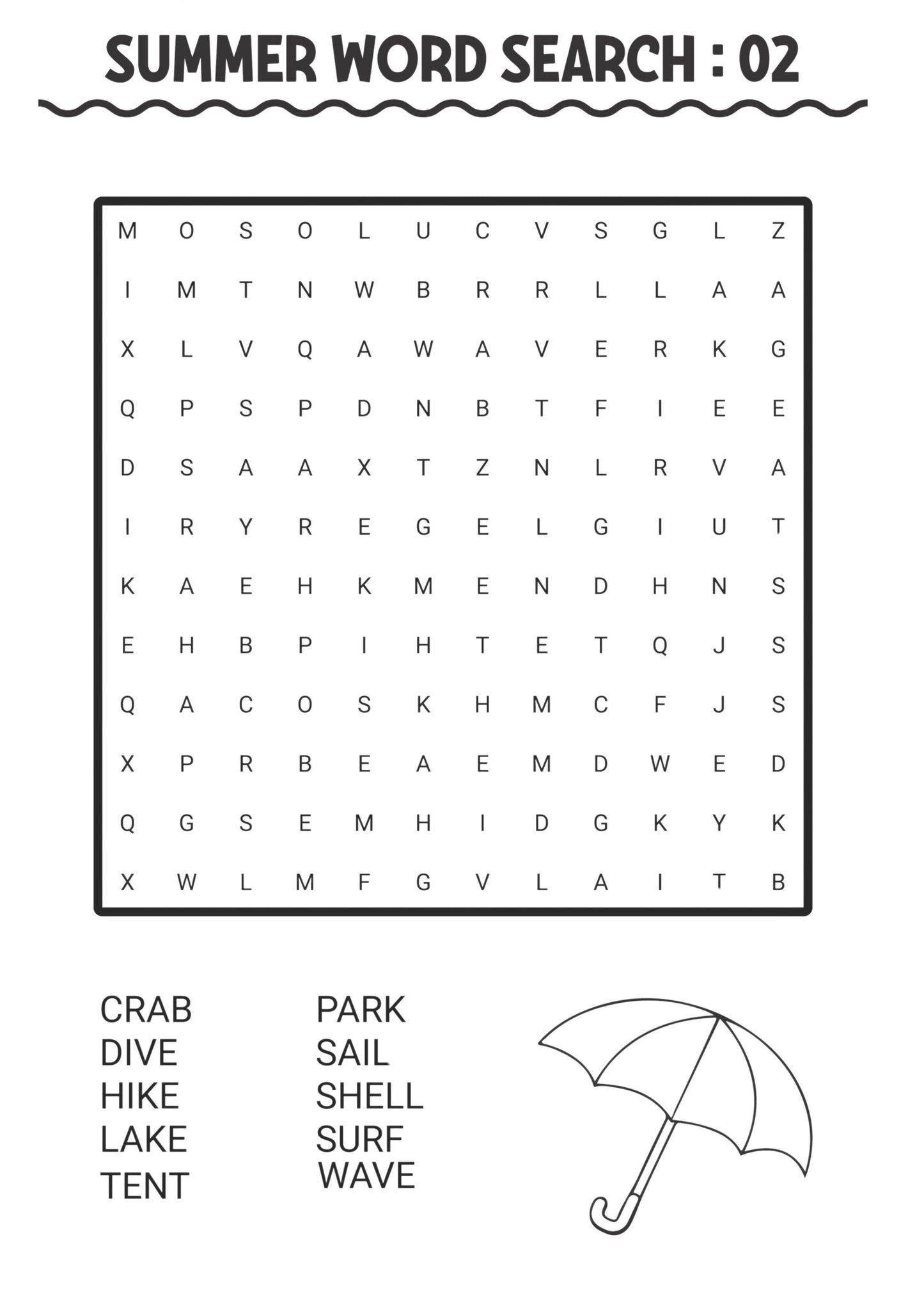 Summer Wordsearch Colouring Book